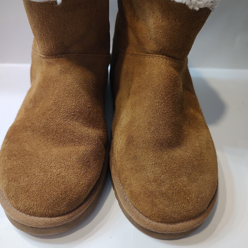 Koolaburra UGG Nalie Mini Boots Women Sz 8 Chestnut Suede Faux Fur 1145890 - Picture 8 of 9